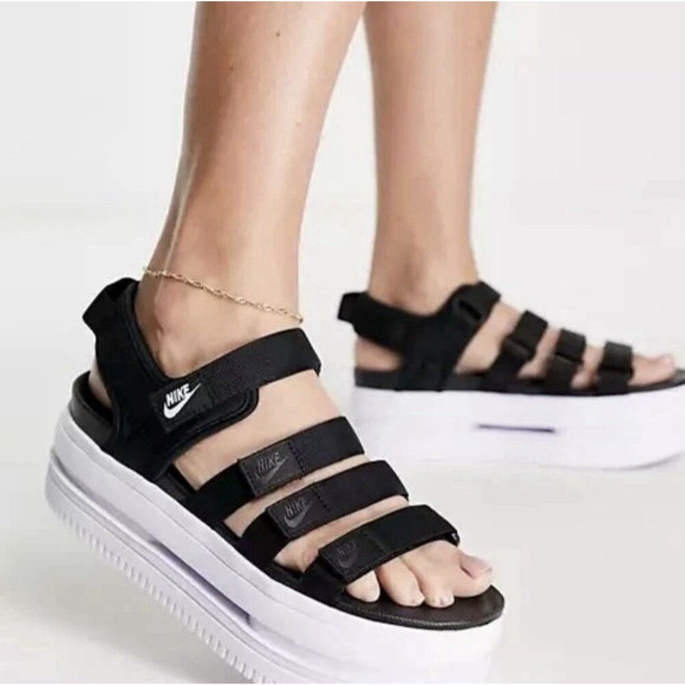 Nike Icon Classic Sandals Slides Shoes DH0224-001 Black / White Women's Size 10
